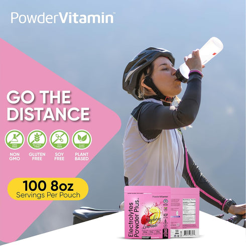 Electrolytes Powder Plus, 50 Servings, Raspberry Lemonade, Zero Calorie, 1000mg Potassium