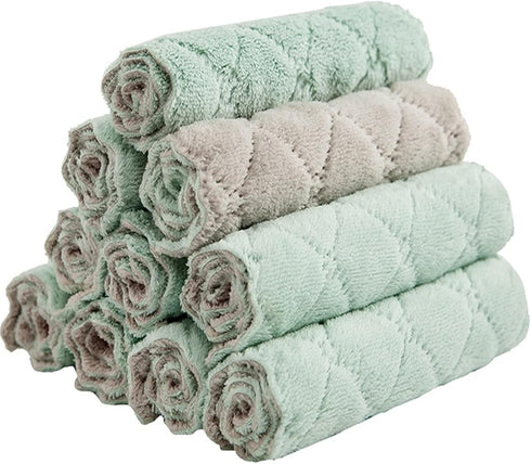 10 Pack Kitchen Cloth, Microfiber Dish Towels, Super Absorbent Coral Velvet Dishtowels, Quick Dry Cleaning Cloths