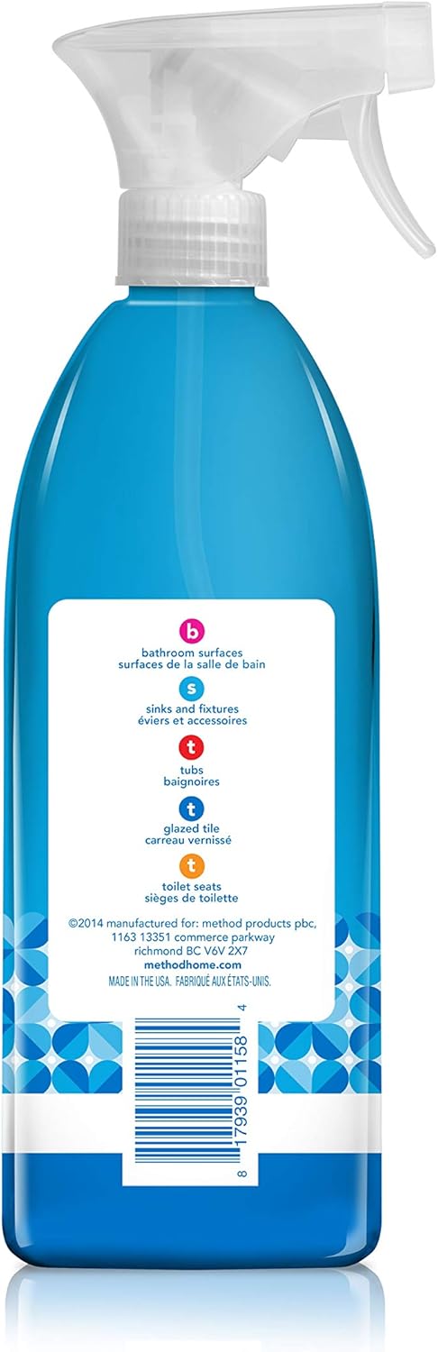 Method Antibacterial Bathroom Cleaner, Spearmint, 28 Fl Oz, Removes Mold and Mildew Stains