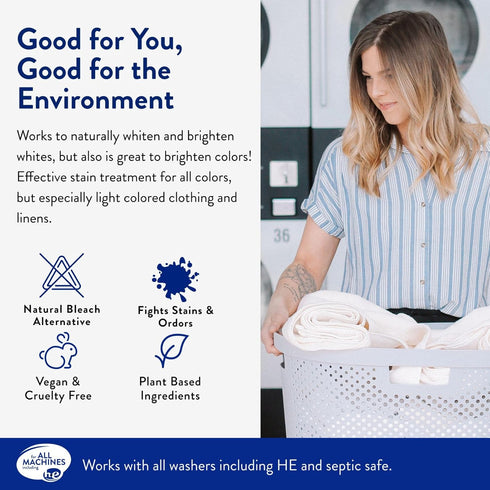 Clean People Natural Oxygen Brightener Stain Remover - Natural Bleach Alternative, Plant Derived Ingredients, Brightens Dull Whites AND Colors - Natural Stain Remover for Laundry - 41 oz