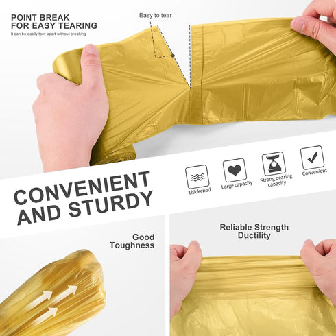 4-6 Gallon Small Gold Trash Bags, 100 Count Strong Golden Garbage Bags for Office Home Kitchen Waste Basket