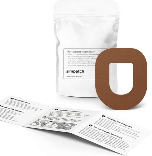 SIMPATCH Adhesive Patch for OmniPod - Pack of 25 - Available in Multiple Colors (Brown)
