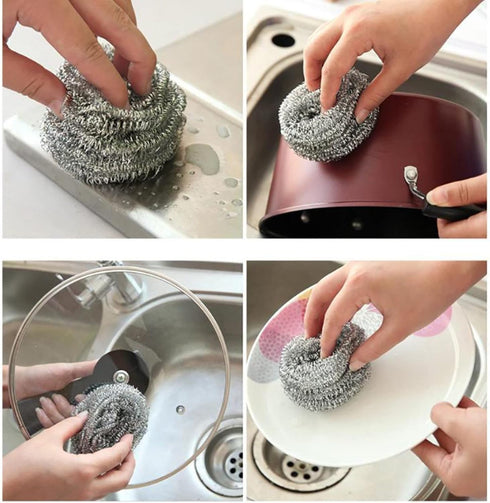 Stainless Steel Kitchen Cleaning Sponges, Scouring Pad Steel Wool Scrubbers, Pack of 16