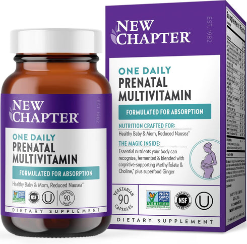 New Chapter Prenatal Vitamins | One Daily Multivitamin with Methylfolate + Choline | Gluten Free & Non-GMO, 90 Count
