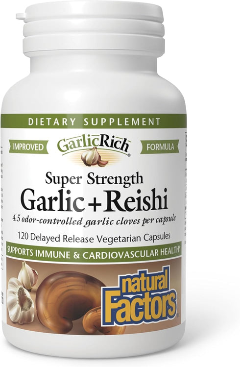 Natural Factors GarlicRich Garlic + Reishi - Immune & Cardiovascular Support Supplement
