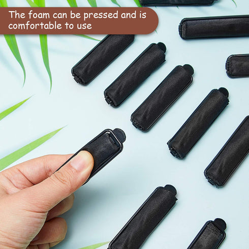 WILLBOND 40 Pieces Satin Hair Rollers - Sponge Curlers for Soft Waves, Flexible Styling for Black Hair