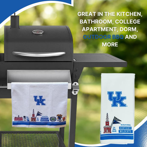 Magnolia Lane Kentucky SEC Kitchen Hand Towel UK Campus Icons- Reusable Cleaning Cloth- Microfiber Texture, Super