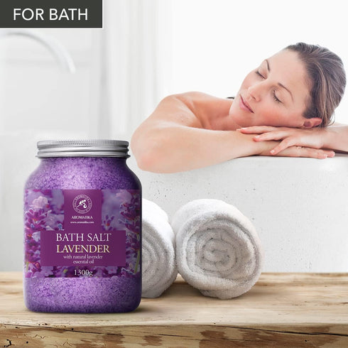 Sea Salt Lavender Bath Salts with Natural Lavender Essential Oil 46 Oz - Best for Good Sleep and Relaxation