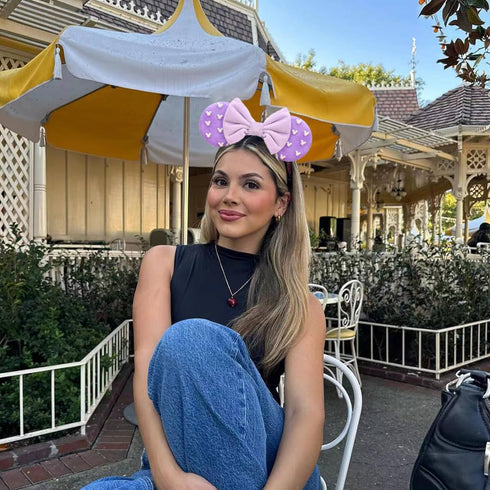 Large Size Mouse Ears Headband for Women, Purple Fuzzy Mouse Ears for Adult Plus-Size