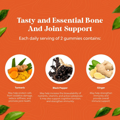 Turmeric Curcumin Immune Support Gummies, Joint Support and Skin Care Supplement