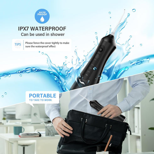 Water Flosser Picks for Teeth Cleaning, Cordless, IPX7 Waterproof, 320ML Portable Water Flossers, Rechargeable Oral