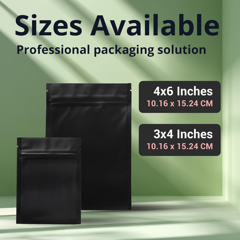 COLSEN Smell Proof Resealable Bags, Matte Black Mylar Bag 3x4 Inches, 100 Pack Strong Zipper Seal for Food Storage
