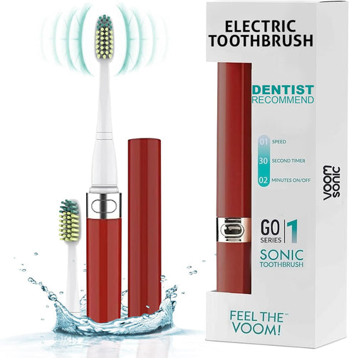 Voom Sonic Go 1 Series Travel Electric Toothbrush - Battery Operated for Adults & Kids, Dentist Recommended, Portable