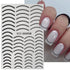 Line Nail Art Stickers, 3D Curved Lines Decals, Gold Silver Black Adhesive Tapes for French Nail Design, 8 Sheets