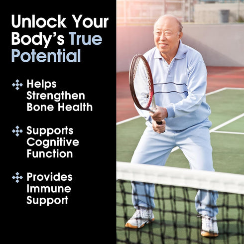 Vitamin D3, K2 Plus, C, E, MCT, Resveratrol, NADH, CoEnzyme Q10 - Supports Bone and Cellular Health - Gluten Free,