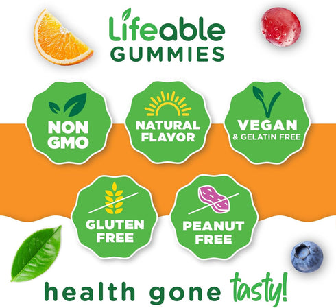 Lifeable Vitamin B Complex Gummies for Adults | Vegan B Complex Vitamins for Women, Men | Great Tasting | 90 Gummies