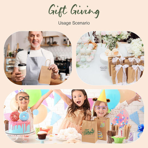 GSSUSA Brown Paper Bags, 5.25x3.75x8, 20 Pcs, Small Gift Bags with Handles, Sturdy Kraft Paper for Party Favor