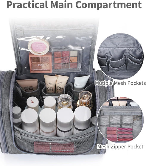 Narwey Hanging Toiletry Bag for Women, Travel Makeup Organizer for Men, Toiletries Bag for Cosmetics Essentials (Large,