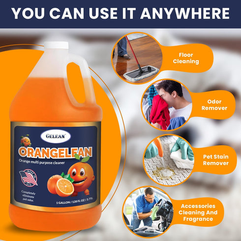 Multi Purpose Cleaner - Pet Odor Eliminator Concentrate, pH Neutral Orangelean Floor Cleaner, 128 oz