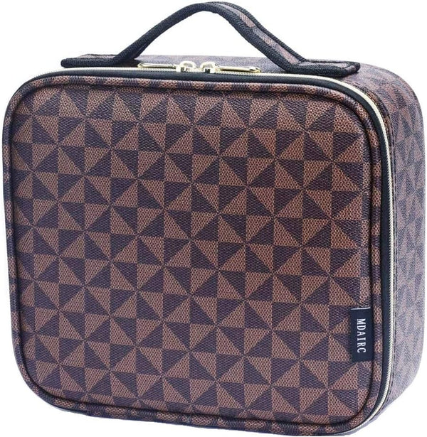 Travel Makeup Train Case, Portable Organizer with Adjustable Dividers for Cosmetics, Makeup Brushes, Toiletry