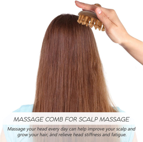 iunxkmi Wooden Scalp Massage Comb - Sandalwood Head Massager Tool, Gua Sha Brush for Women Men Hair Growth Body Massage