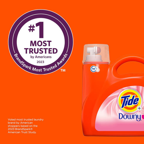 Tide plus Downy Liquid Laundry Detergent Soap, April Fresh Scent, HE Compatible, 132 fl oz, 94 Loads
