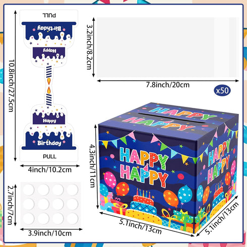 Lemicin 50 Set Birthday Money Box for Cash Surprise Gift Boxes Birthday Money Pull Box with Pull out Card