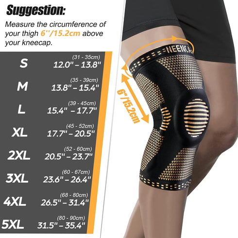NEENCA Copper Knee Brace for Knee Pain, Knee Support with Patella Pad & Side Stabilizers, Compression Knee Sleeve