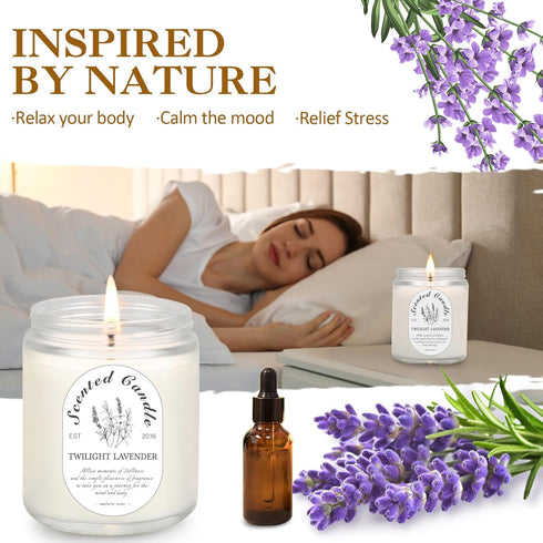 Set, 4 Pack Scented Candle Gift Soy Wax Scented Candles for Home Lavender, Sage & Ponderosa Pine Aromatherapy Candles