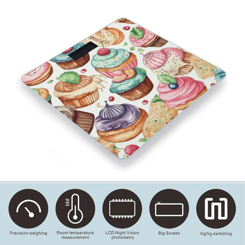 JTREHY Cupcakes Donuts Muffins Sugar Scale for Body Weight Highly Accurate Digital Bathroom Body Scale Easy-to-Read