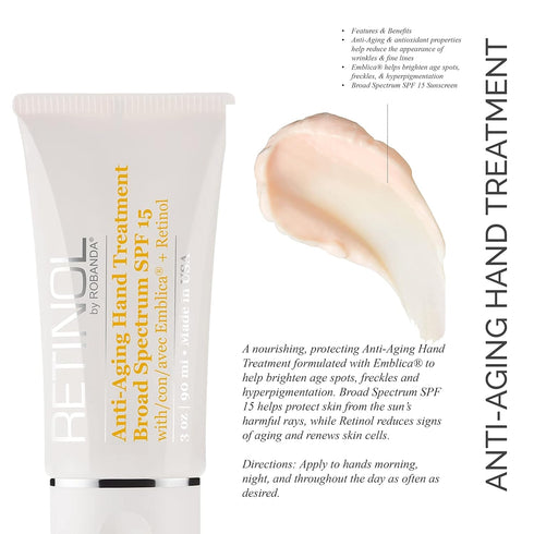 Retinol Anti-Aging Hand Treatment with Broad Spectrum SPF 15 + Cream to Repair Dry Skin