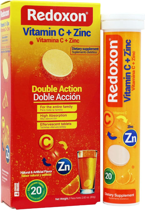 Redoxon Vitamin C + Zinc, Effervescent Tablets, Immune Support, Orange Flavor, 20 Tablets