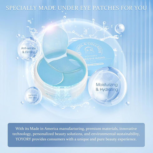 Under Eye Patches Masks - Treatment for Dark Circles, Puffy Eyes, Fine Lines, Wrinkles, Collagen & Hyaluronic Acid, 60