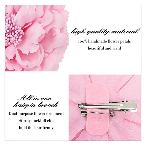 Lawie 20 Pack Colorful Artificial Peony Flower Hair Clips - Alligator Hair Barrettes for Wedding Party Accessories