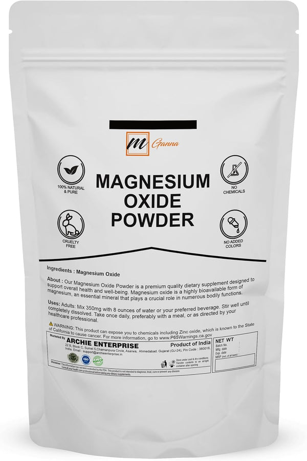 Pure Magnesium Oxide Powder for Health and Beauty, 0.5 lbs / 227 gms