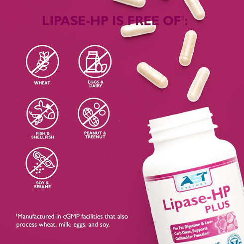 AST Enzymes Lipase-HP Plus, 90 Vegetarian Capsules, Digestive Enzymes for Fatty Foods