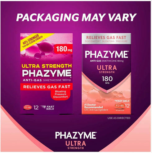 Phazyme Ultra Strength Gas & Bloating Relief, Works in Minutes, 48 Fast Gels