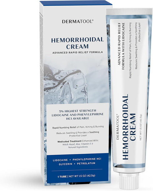 Hemorrhoid Treatment - Advanced Cream 5% Lidocaine & Phenylephrine for Rapid Relief of Pain, Swelling, Bleeding