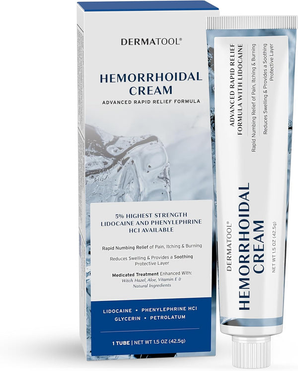 Hemorrhoid Treatment - Advanced Cream 5% Lidocaine & Phenylephrine for Rapid Relief of Pain, Swelling, Bleeding