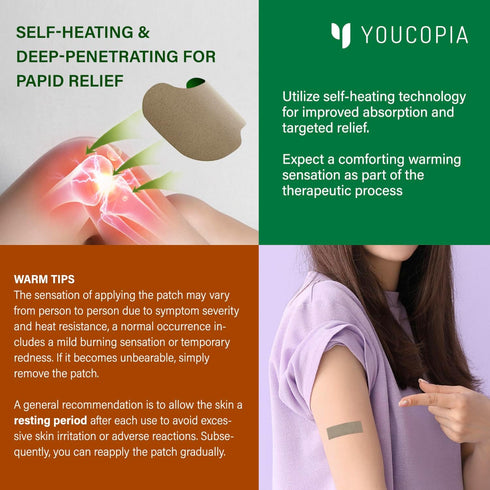 Knee Relief Heat Patches 36 Count - Natural Herbal Plaster for Long Lasting Muscle & Joint Relief