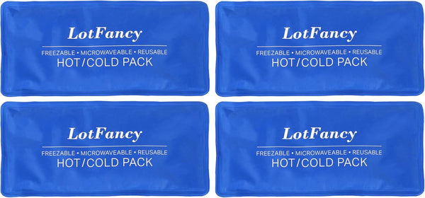 LotFancy Ice Pack for Injuries, 4Pc Reusable Hot Cold Pack for Therapy, 10.5 x 5 Inches Gel Pad for First Aid, Pain