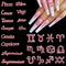 JERCLITY 24 Pieces Pink Alloy Zodiac Nail Charms, 12pcs Zodiac Signs and 12pcs Constellation Words Nail Charms for
