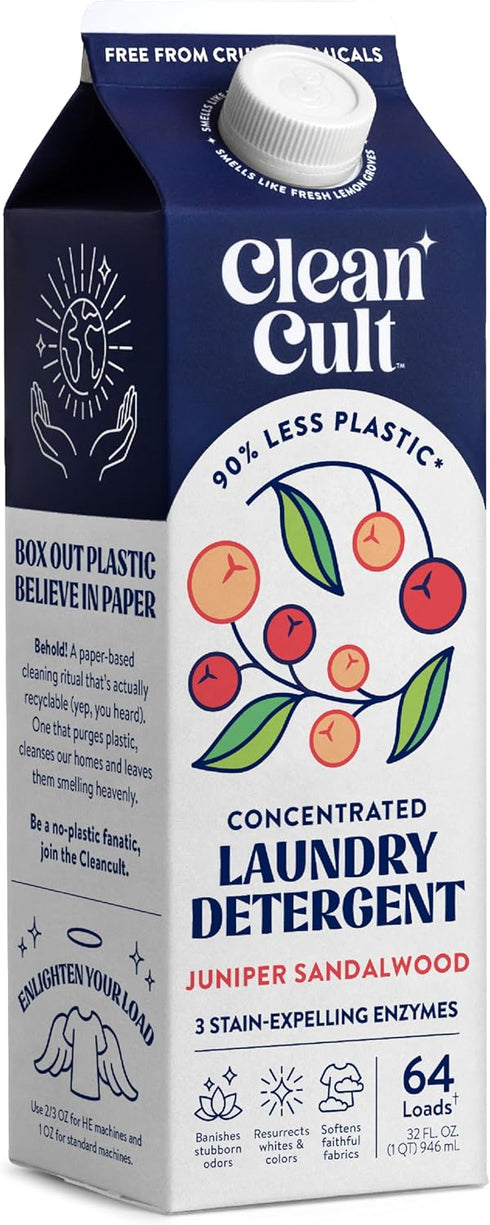 Concentrated Liquid Laundry Detergent Soap - 64 Loads (32 oz) | Eco-friendly, Juniper Sandalwood, No Harsh Chemicals