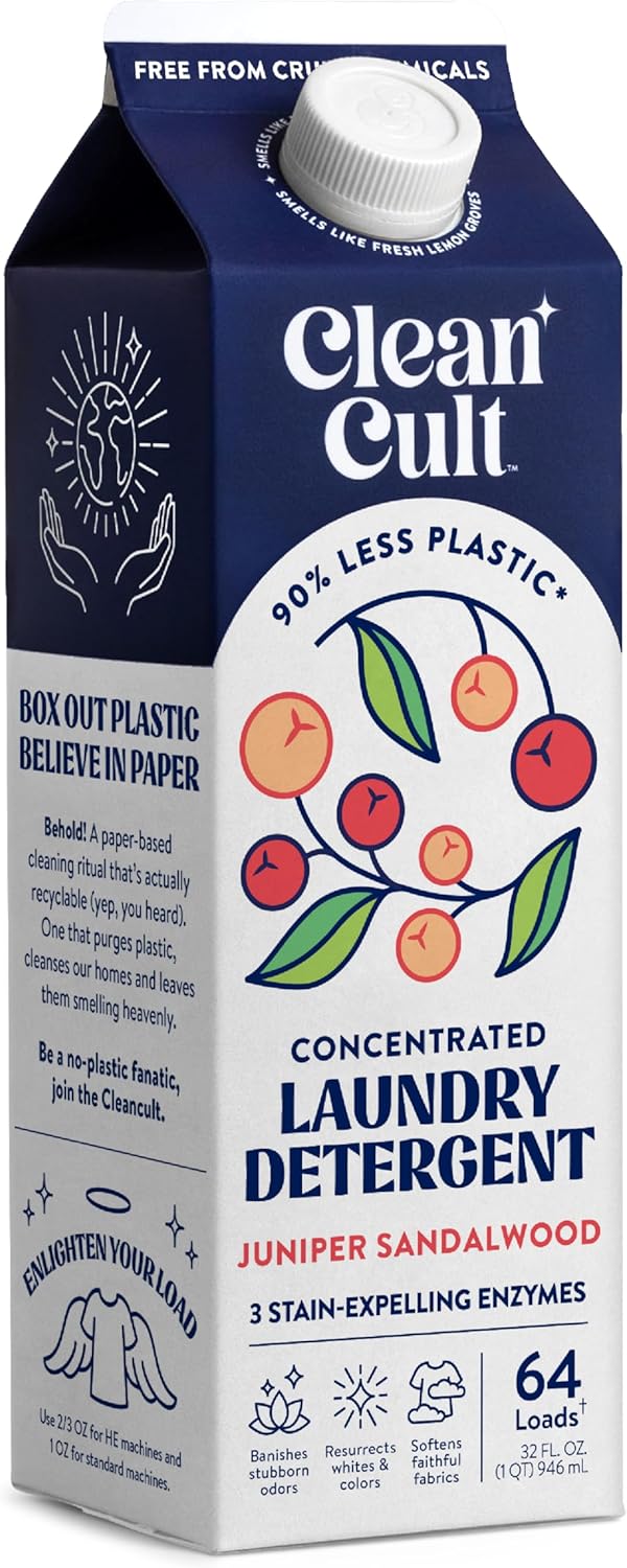 Concentrated Liquid Laundry Detergent Soap - 64 Loads (32 oz) | Eco-friendly, Juniper Sandalwood, No Harsh Chemicals