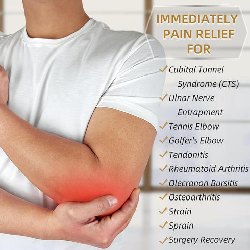 Copper Elbow Brace - Cubital Tunnel Elbow Brace, Ulnar Nerve Brace, Elbow Splint for Sleeping with 4 Removable Metal