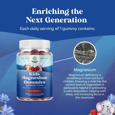 Relaxing Calm Magnesium Gummies for Kids, 85mg per Serving, Great Tasting Kids Magnesium Gummies for Daily Wellness