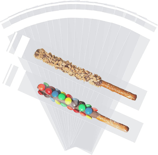 200 Pcs Thickened Pretzel Rod Bags, 2x10 Inches Self Sealing Cellophane Bags for Chocolate, Candies, Cookies