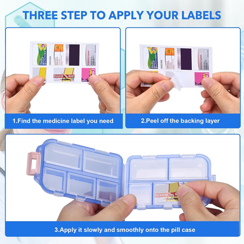 Shiritany 189 10 1 Pack) Travel Pill Organizer with Medicine Labels, Compartments Small Pill Case Compact and Portable