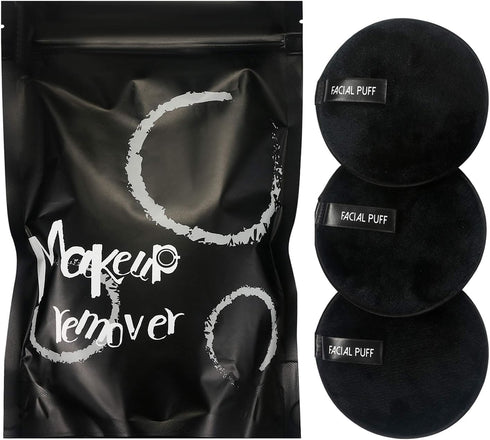 Vtrem 3 PCs Makeup Remover Pads - Reusable Soft Facial Cleaning Puffs Towels, Washable Make Up Removing Cloth