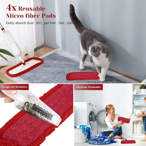 Spray Mop for Floor Cleaning, Wet Dry Microfiber Mop with 4 Washable Pads and 650 ml Refillable Bottle